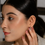 Silver Oval Earrings, Rhodium Plated